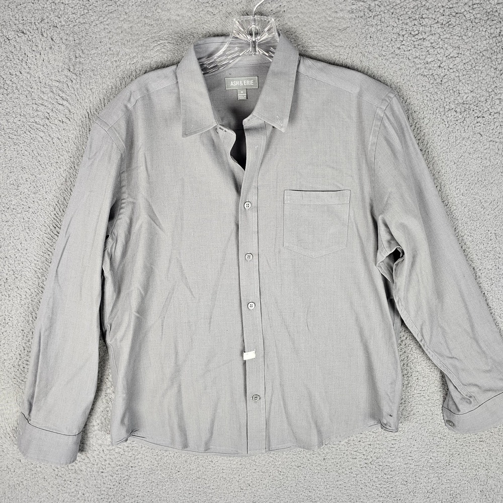 Ash & Erie Casual Shirt Mens Medium Tencel Blend Long Sleeve Collared Button-Up